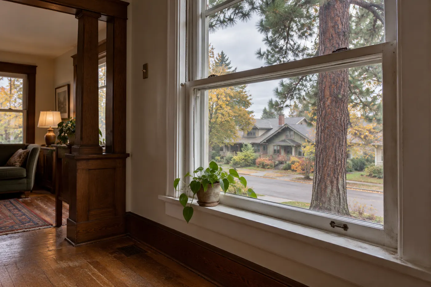 window replacement detail in an Inland Northwest-style home or worksite.